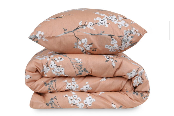 L'essentiel linge de maison Juego de funda de edredón Chicory - Orange Naranja y Blanco de 4 piezas